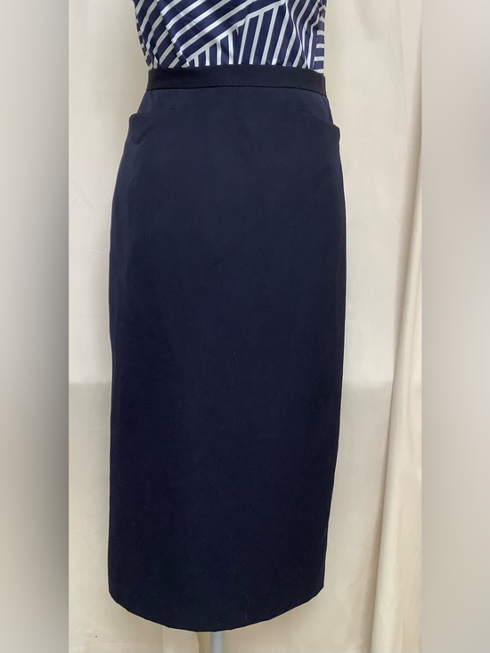 Evan Picone Dresses & Skirts - Evan-Picone Dark Blue Straight Midi Skirt-Lined-Front Slit Pockets-Poly Wool-8